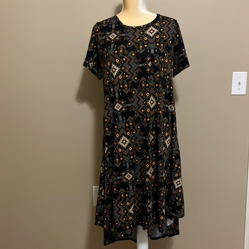 LuLaRoe Black Maxi Dress with Aztec Print